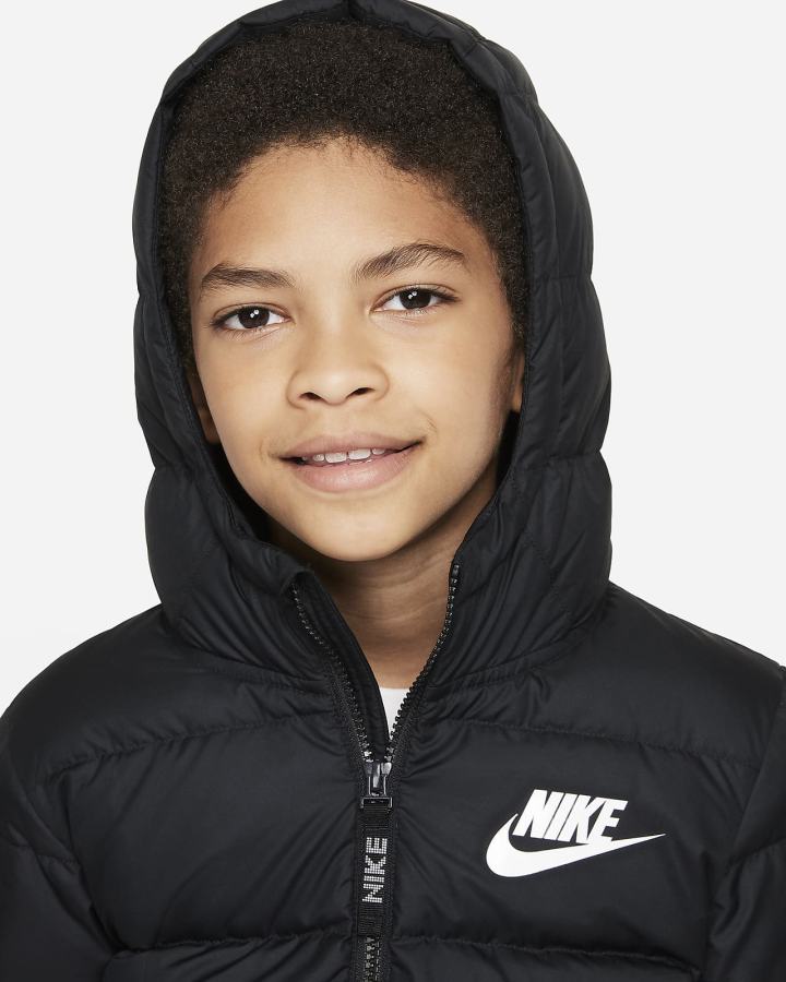Chaquetas Nike Sportswear Therma-FIT Kids Down-Fill Niño Negras Blancas | YLFGQ-6384