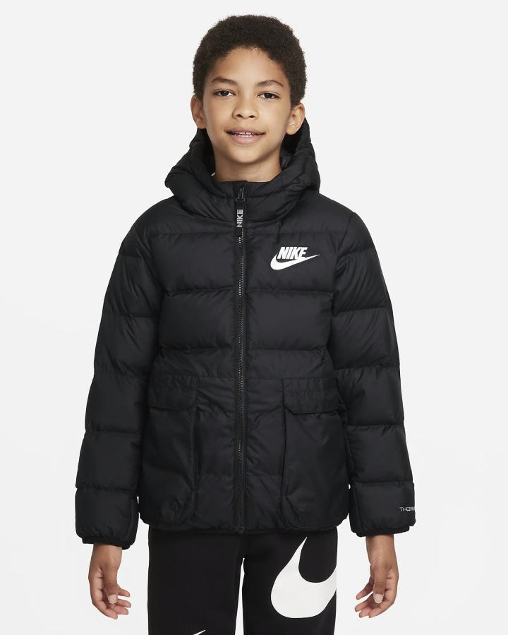 Chaquetas Nike Sportswear Therma-FIT Kids Down-Fill Niño Negras Blancas | YLFGQ-6384
