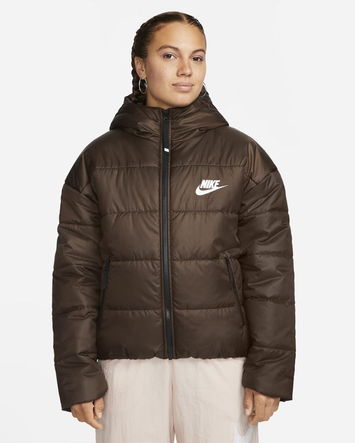 Chaquetas Nike Sportswear Therma-FIT Repel Synthetic-Fill Hooded Mujer Marrones Negras Blancas | SRDIJ-2194