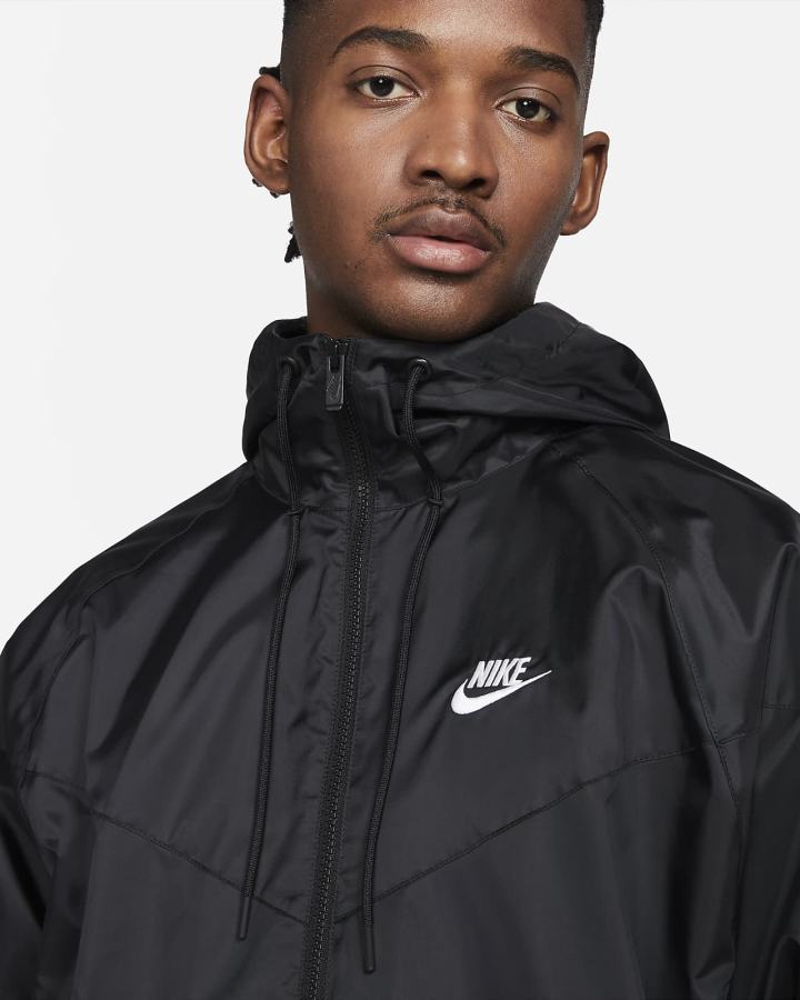 Chaquetas Nike Sportswear Windrunner Hooded Hombre Negras Blancas | LQFEZ-5013