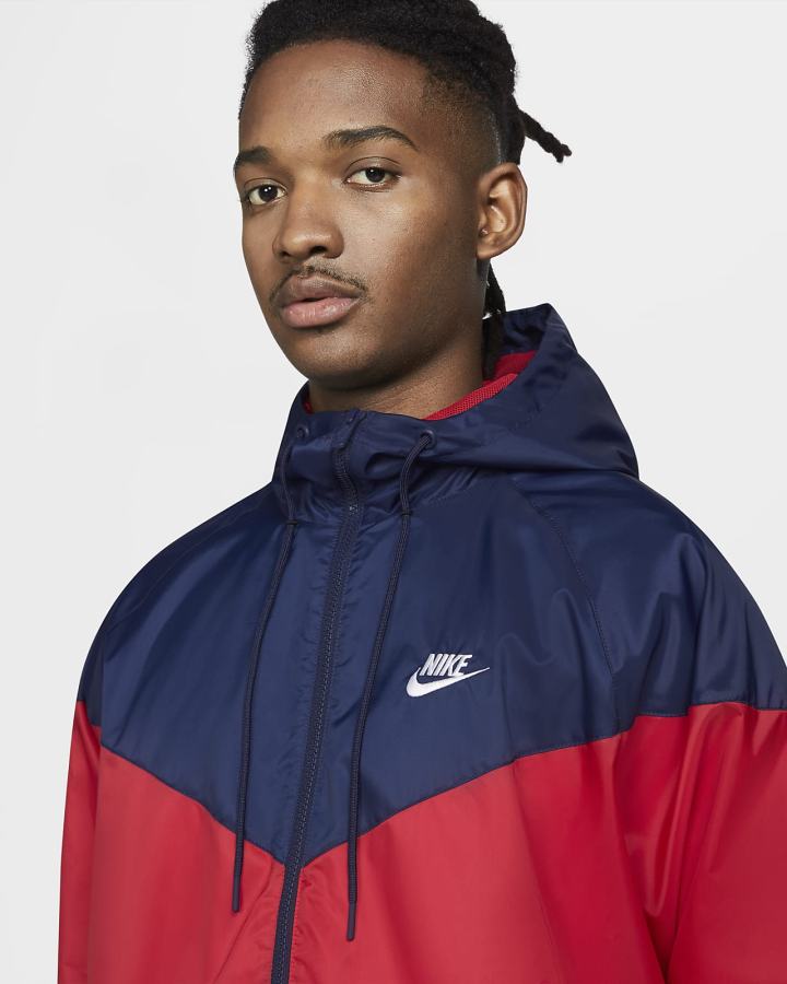 Chaquetas Nike Sportswear Windrunner Hooded Hombre Rojas Azul Marino Rojas Blancas | WHXBA-0483