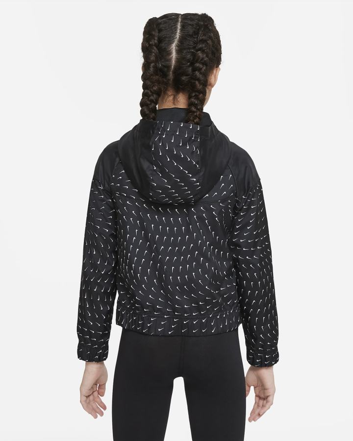 Chaquetas Nike Sportswear Windrunner Kids Full-Zip (Extended Size) Niña Negras Blancas | HIAVJ-2867