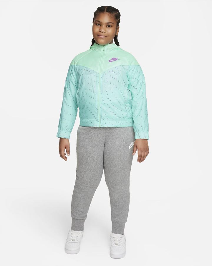 Chaquetas Nike Sportswear Windrunner Kids Full-Zip (Extended Size) Niña Verde Menta Moradas | JQFHT-2760