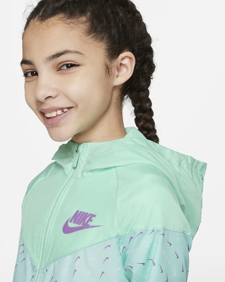 Chaquetas Nike Sportswear Windrunner Kids Full-Zip (Extended Size) Niña Verde Menta Moradas | KFEDU-2749