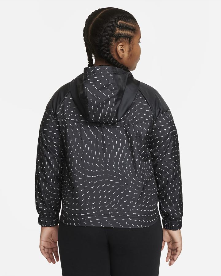 Chaquetas Nike Sportswear Windrunner Kids Full-Zip (Extended Size) Niña Negras Blancas | SZHCL-0963