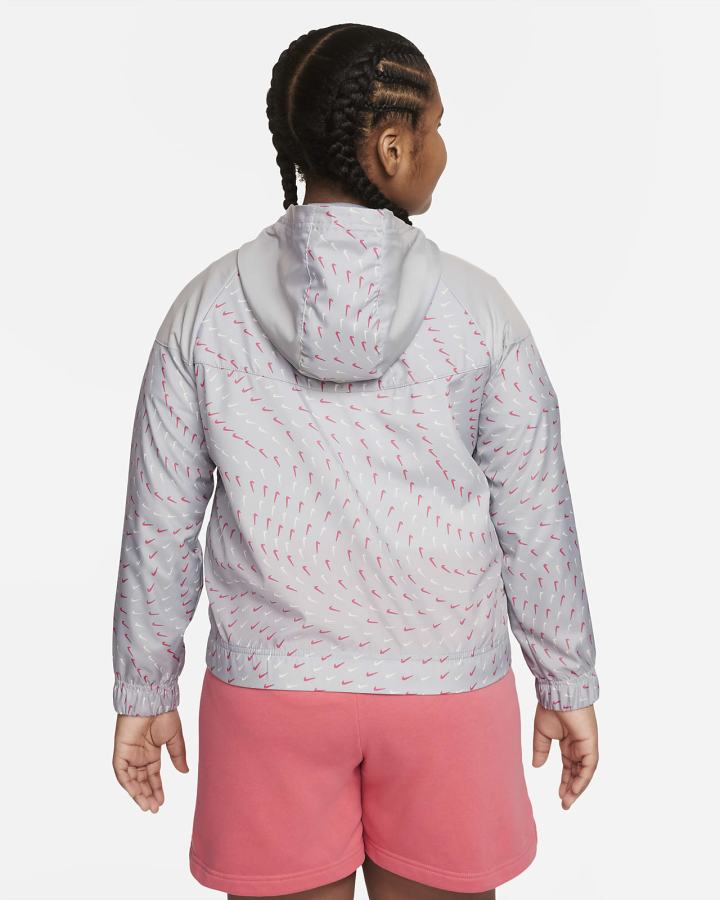 Chaquetas Nike Sportswear Windrunner Kids Full-Zip (Extended Size) Niña Gris Claro Rosas Azules | ZCVSJ-7104