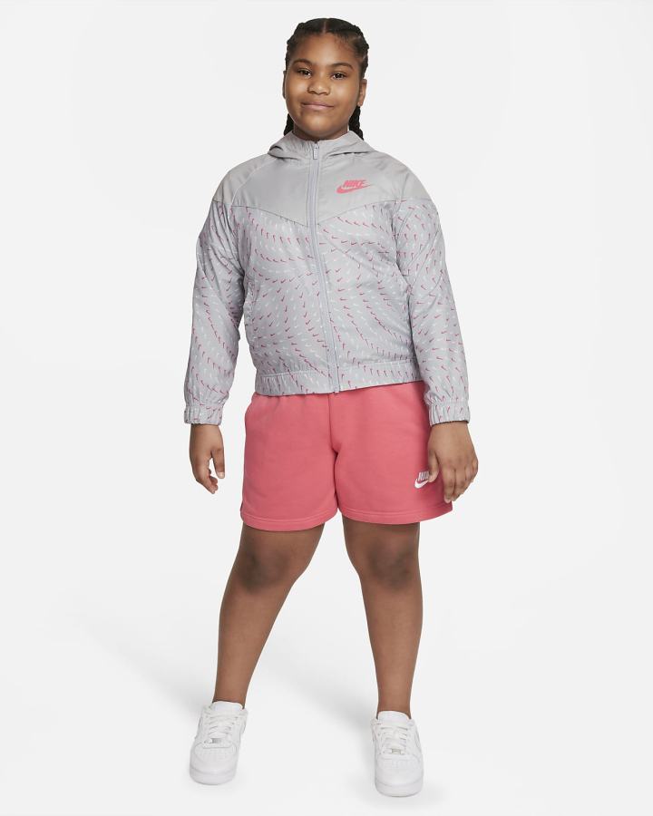 Chaquetas Nike Sportswear Windrunner Kids Full-Zip (Extended Size) Niña Gris Claro Rosas Azules | ZCVSJ-7104