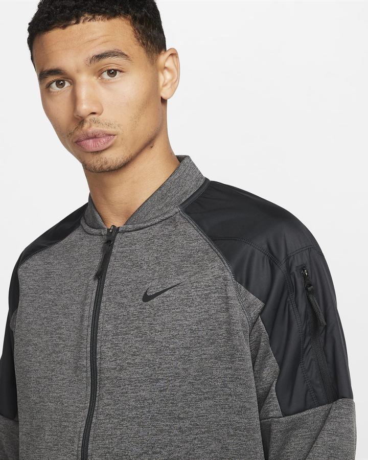 Chaquetas Nike Therma-FIT Training Full-Zip Bomber Hombre Gris Negras | RNIKC-7453