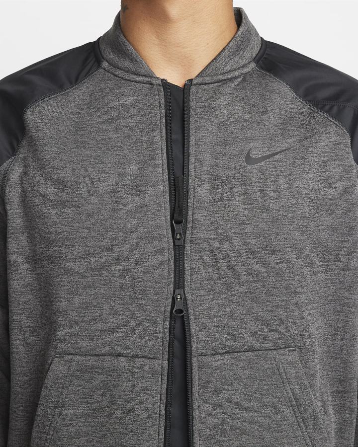 Chaquetas Nike Therma-FIT Training Full-Zip Bomber Hombre Gris Negras | RNIKC-7453