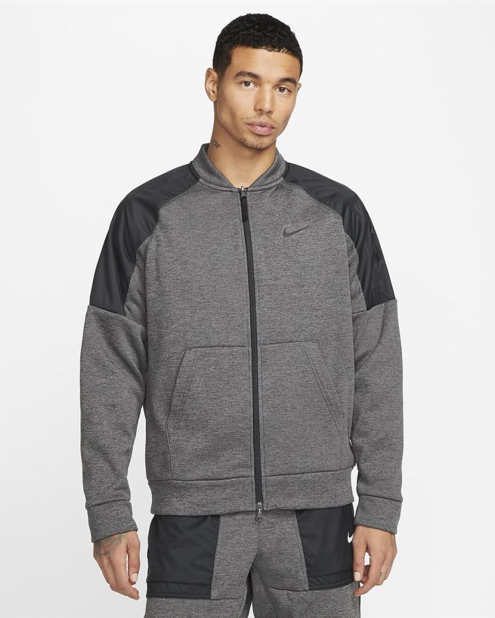 Chaquetas Nike Therma-FIT Training Full-Zip Bomber Hombre Gris Negras | RNIKC-7453