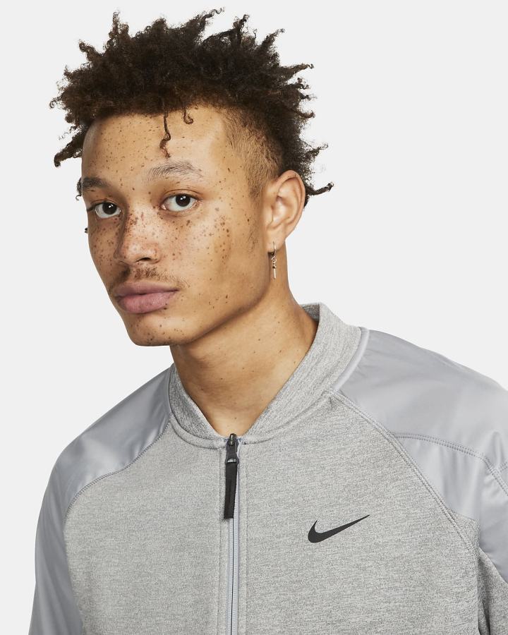 Chaquetas Nike Therma-FIT Training Full-Zip Bomber Hombre Gris Oscuro Negras | XGLFI-1780