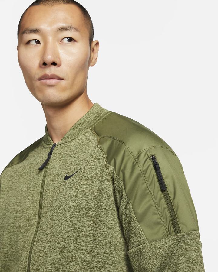 Chaquetas Nike Therma-FIT Training Full-Zip Bomber Hombre Verde Negras | ZKROD-1690