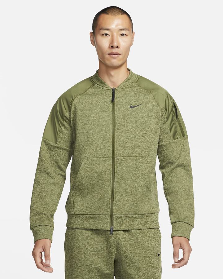 Chaquetas Nike Therma-FIT Training Full-Zip Bomber Hombre Verde Negras | ZKROD-1690