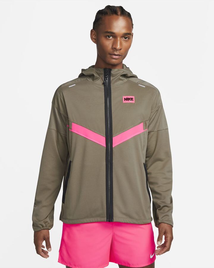 Chaquetas Nike Windrunner D.Y.E. Running Hombre Verde Oliva Gris Rosas Blancas | COSLZ-8629