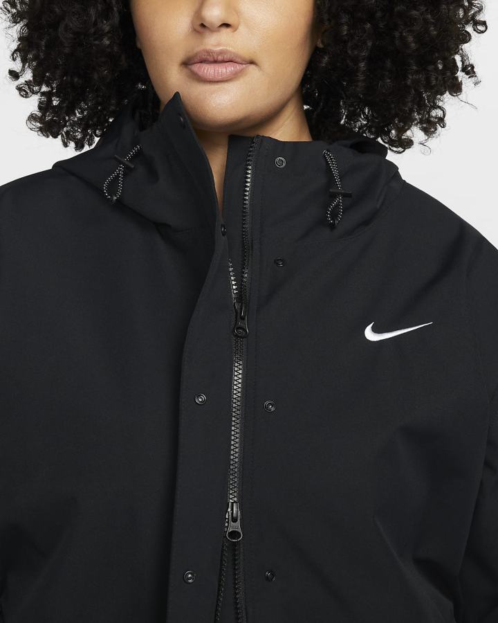 Chaquetas Parka Nike Sportswear Essential Storm-FIT Woven (Plus Size) Mujer Negras Blancas | MCHLA-9062