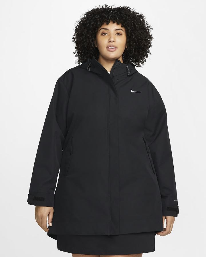 Chaquetas Parka Nike Sportswear Essential Storm-FIT Woven (Plus Size) Mujer Negras Blancas | MCHLA-9062