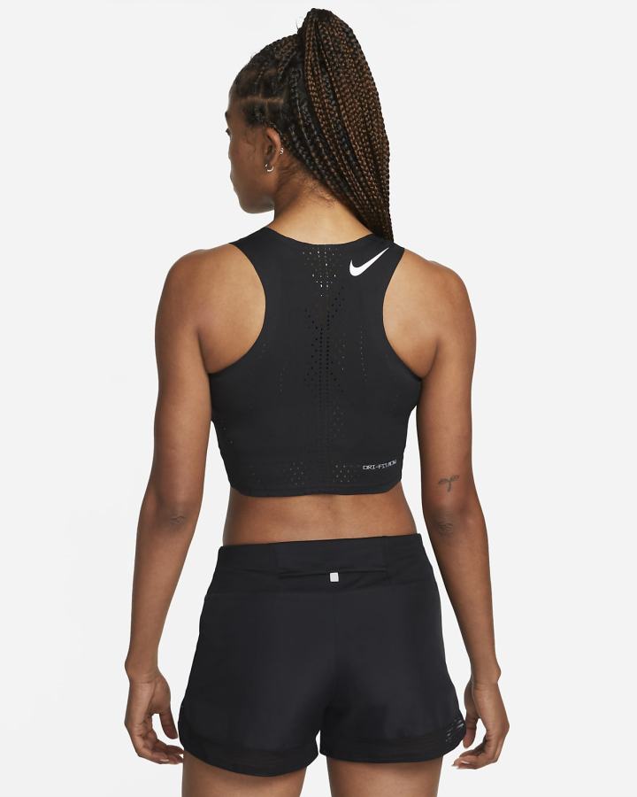 Crop Top Nike Dri-FIT ADV AeroSwift Running Crop Top Mujer Negras Blancas | NMWSU-0348