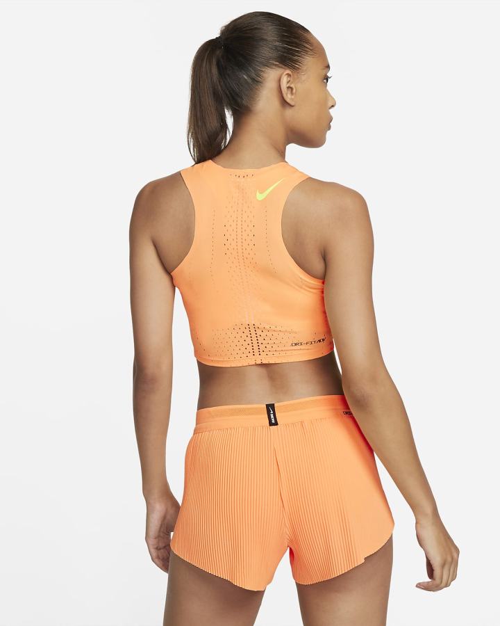 Crop Top Nike Dri-FIT ADV AeroSwift Running Crop Top Mujer Coral Creme Verde | WJNDA-5246