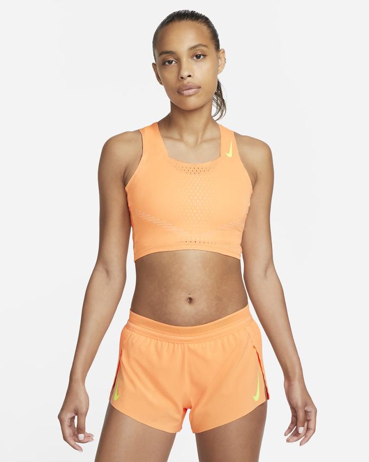 Crop Top Nike Dri-FIT ADV AeroSwift Running Crop Top Mujer Coral Creme Verde | WJNDA-5246
