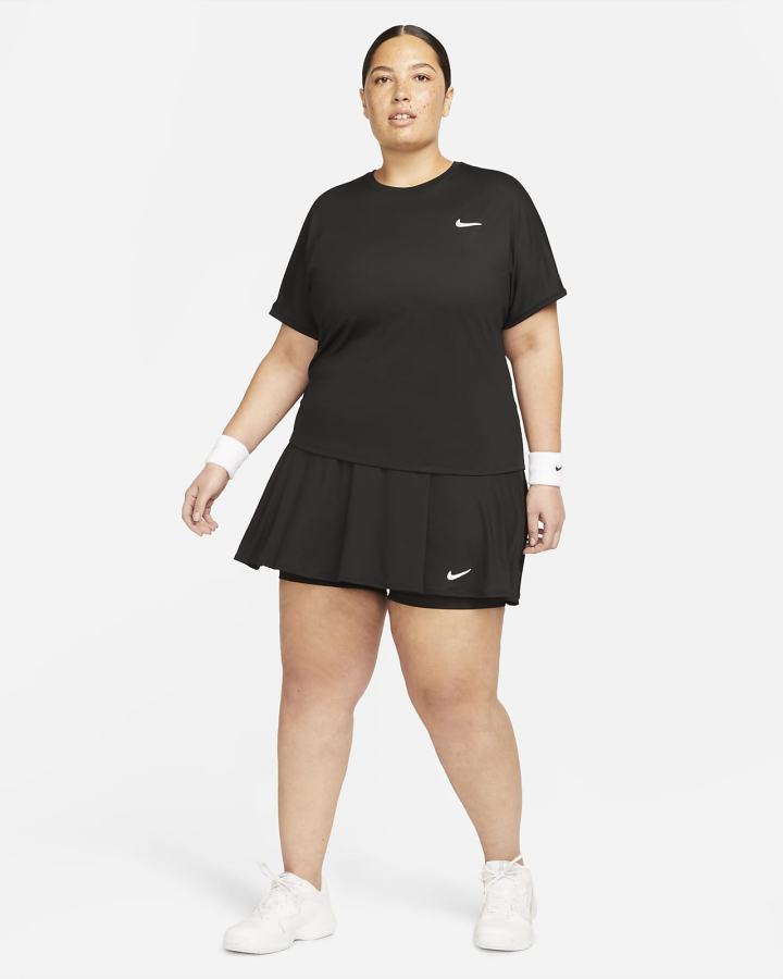 Falda Nike Court Dri-FIT Victory Flouncy Tennis (Plus Size) Mujer Negras Blancas | PUAGC-2104