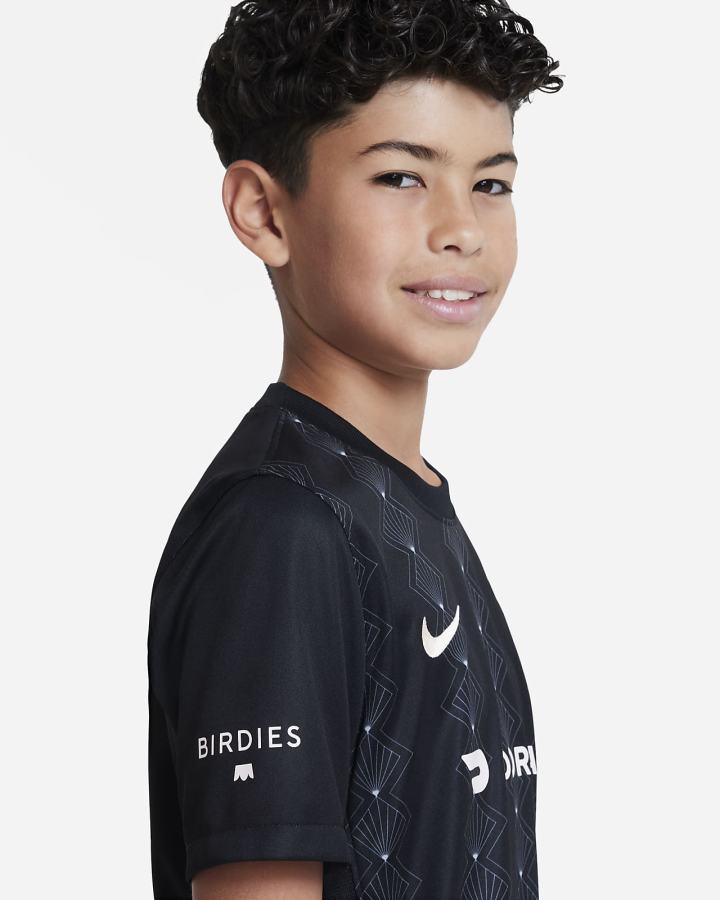 Jersey Nike Angel City FC 2022/23 Stadium Home Kids Dri-FIT Soccer Niña Negras Plateadas Naranjas | RBEJP-2914