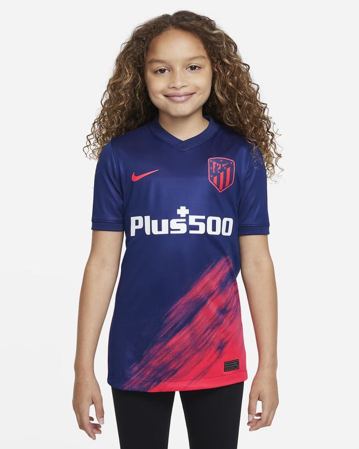 Jersey Nike Atlético Madrid 2021/22 Stadium Away Kids Soccer Niño Azules Rojas | THNFW-1762