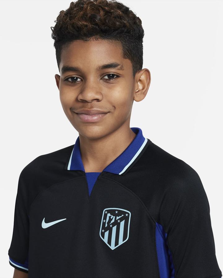 Jersey Nike Atlético Madrid 2022/23 Stadium Away Kids Dri-FIT Soccer Niño Negras Azul Real Oscuro Azules | FTRHK-2738