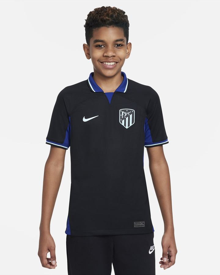 Jersey Nike Atlético Madrid 2022/23 Stadium Away Kids Dri-FIT Soccer Niño Negras Azul Real Oscuro Azules | FTRHK-2738
