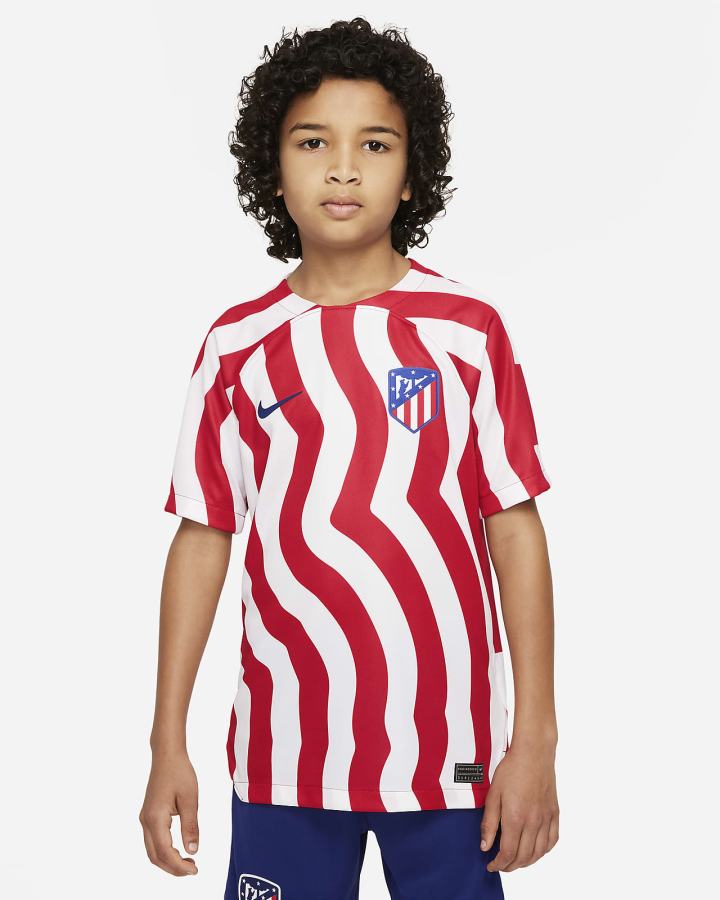 Jersey Nike Atlético Madrid 2022/23 Stadium Home Kids Dri-FIT Soccer Niña Blancas Azul Real Oscuro Azules | NAWZH-0631