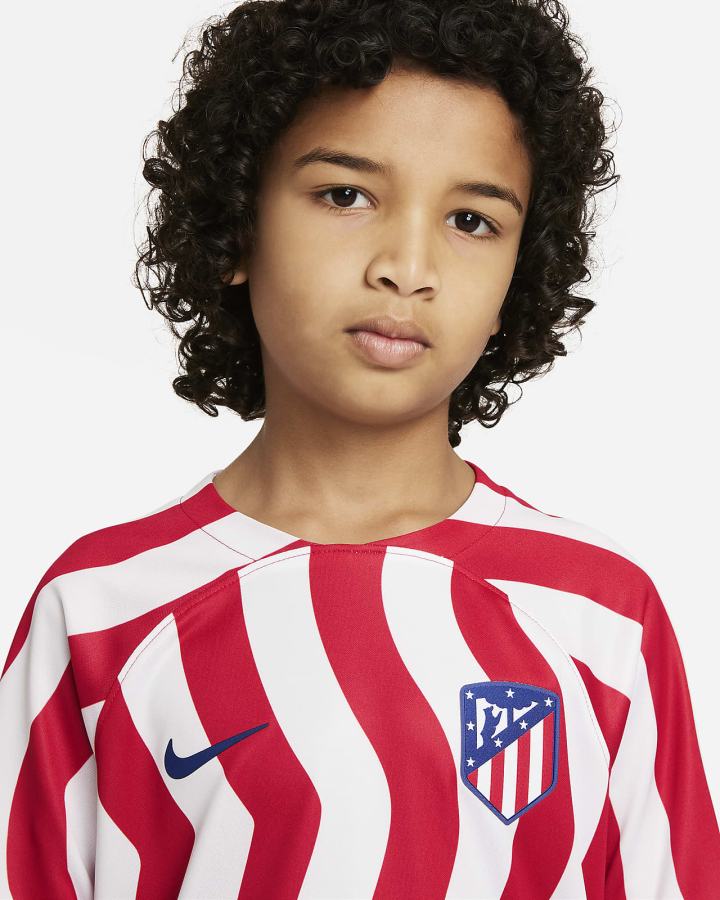 Jersey Nike Atlético Madrid 2022/23 Stadium Home Kids Dri-FIT Soccer Niño Blancas Azul Real Oscuro Azules | VZQJK-5408