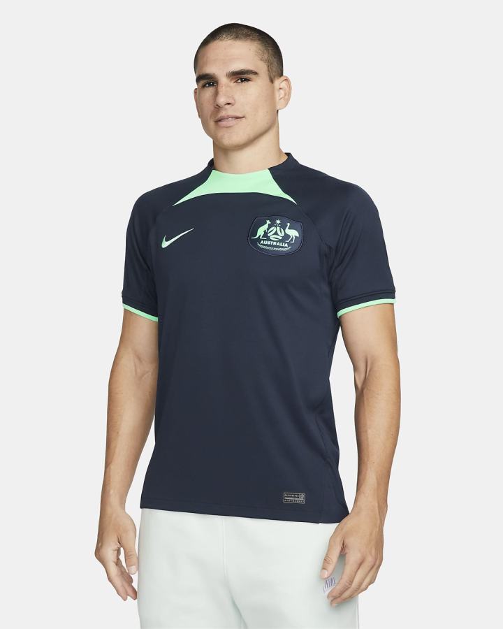 Jersey Nike Australia 2022/23 Stadium Away Dri-FIT Soccer Hombre Obsidian Verde | CUHTN-4315