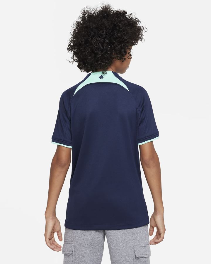 Jersey Nike Australia 2022/23 Stadium Away Kids Dri-FIT Soccer Niño Obsidian Verde | IGNJO-9463
