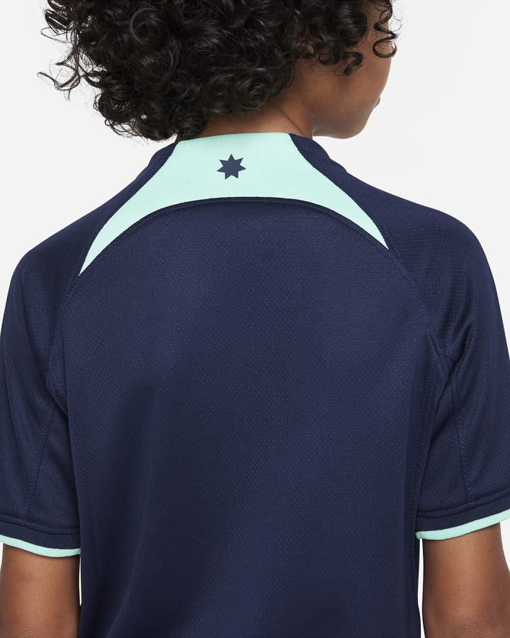 Jersey Nike Australia 2022/23 Stadium Away Kids Dri-FIT Soccer Niño Obsidian Verde | IGNJO-9463