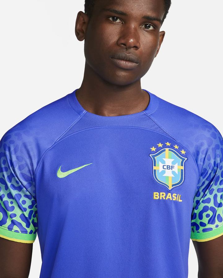 Jersey Nike Brazil 2022/23 Stadium Away Dri-FIT Soccer Hombre Azules Verde Amarillo | ZHDFL-5806
