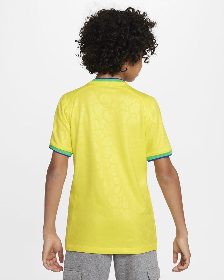 Jersey Nike Brazil 2022/23 Stadium Home Kids Dri-FIT Soccer Niña Amarillo Verde Azules | XIGPM-3802