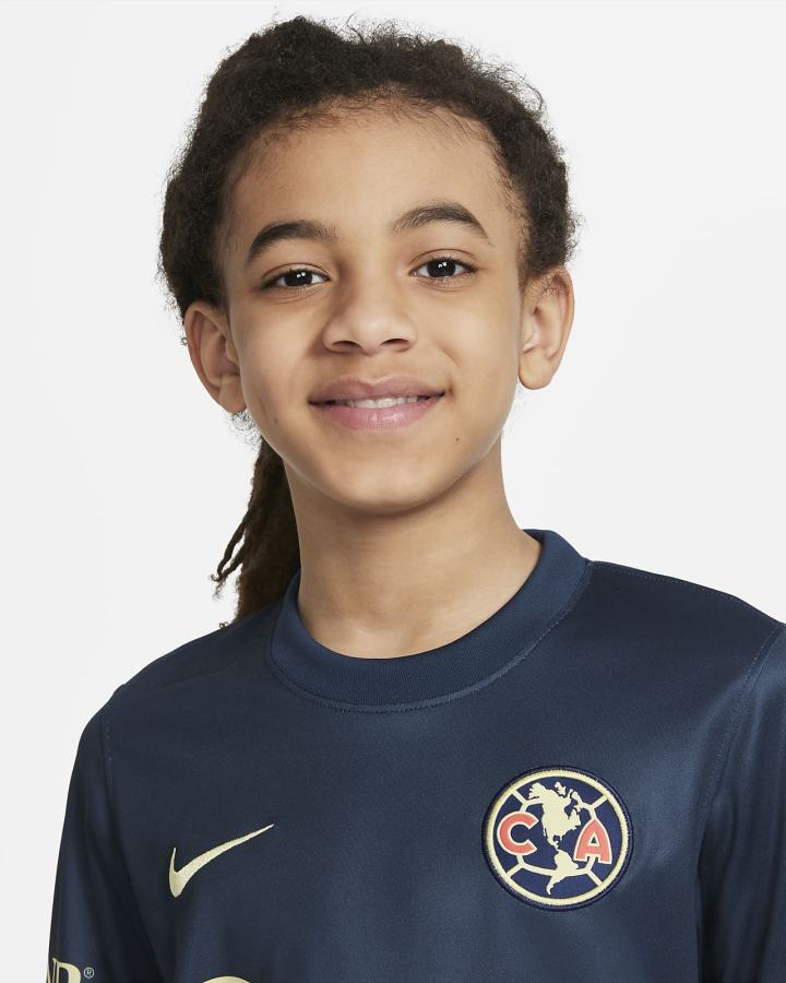 Jersey Nike Club América 2021/22 Stadium Away Kids Soccer Niño Azul Marino Limón | CDQMU-5861