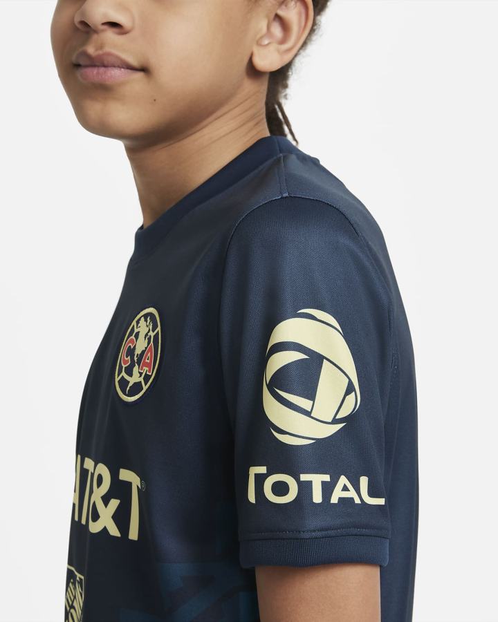 Jersey Nike Club América 2021/22 Stadium Away Kids Soccer Niño Azul Marino Limón | CDQMU-5861