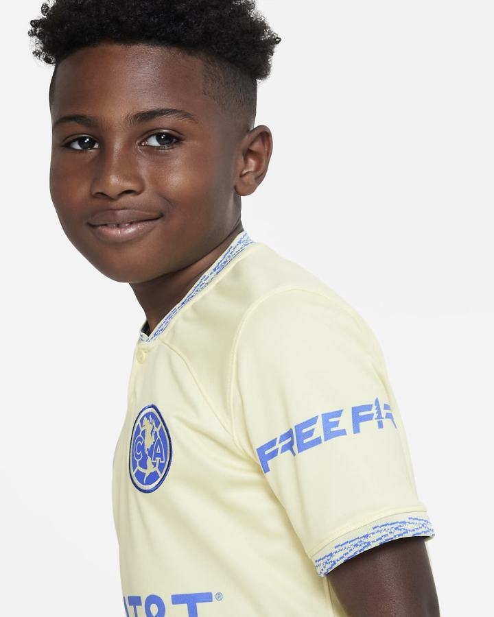 Jersey Nike Club América 2022/23 Stadium Home Kids Dri-FIT Soccer Niño Limón Azules | OMAJP-3015