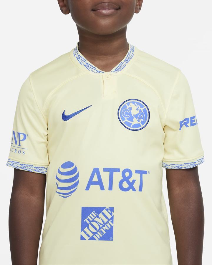 Jersey Nike Club América 2022/23 Stadium Home Kids Dri-FIT Soccer Niño Limón Azules | OMAJP-3015