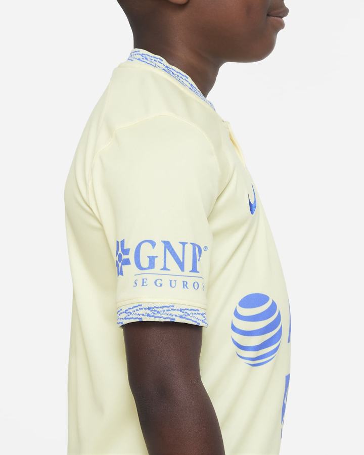 Jersey Nike Club América 2022/23 Stadium Home Kids Dri-FIT Soccer Niño Limón Azules | OMAJP-3015