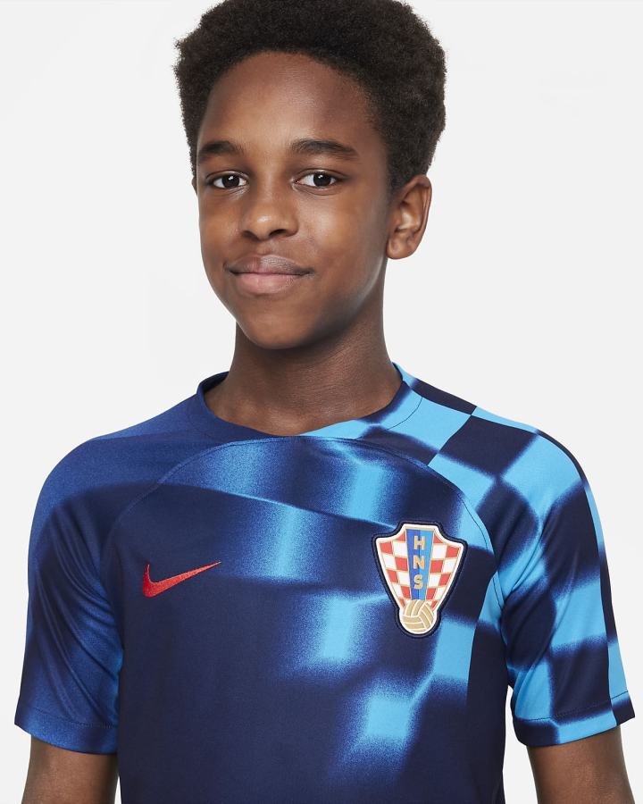 Jersey Nike Croatia 2022/23 Stadium Away Kids Dri-FIT Soccer Niña Azules Rojas | UCPGH-3718