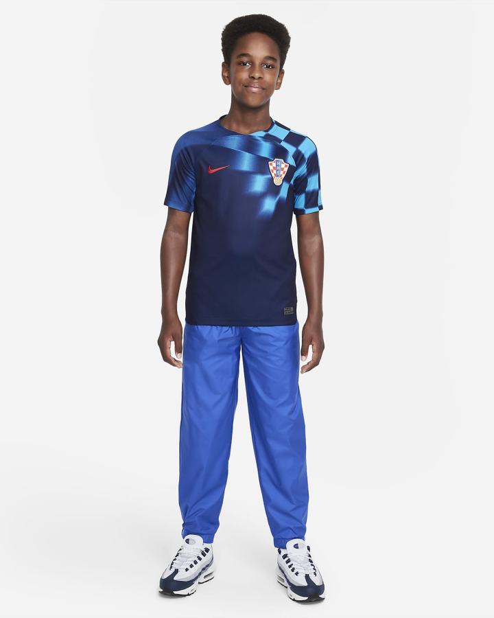Jersey Nike Croatia 2022/23 Stadium Away Kids Dri-FIT Soccer Niña Azules Rojas | UCPGH-3718