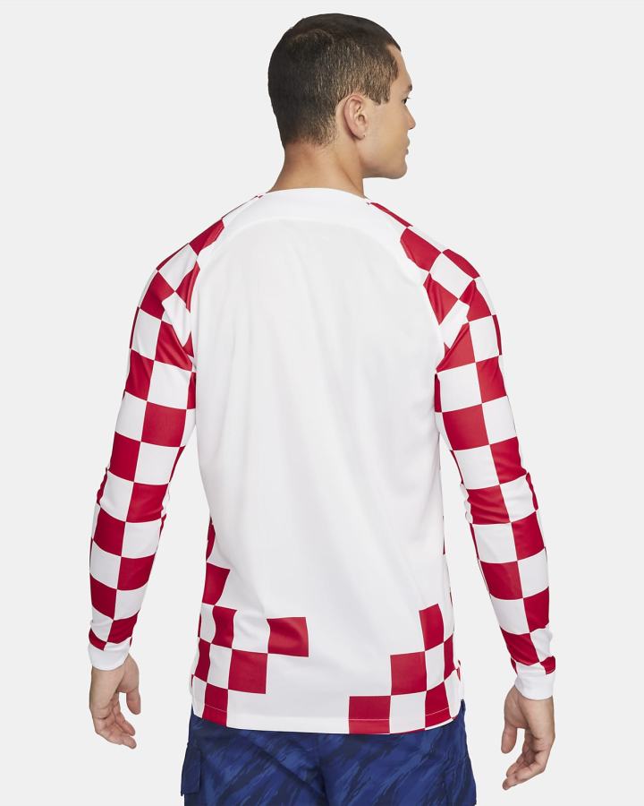Jersey Nike Croatia 2022/23 Stadium Home Dri-FIT Long-Sleeve Soccer Hombre Blancas Azules | JVOZW-0583