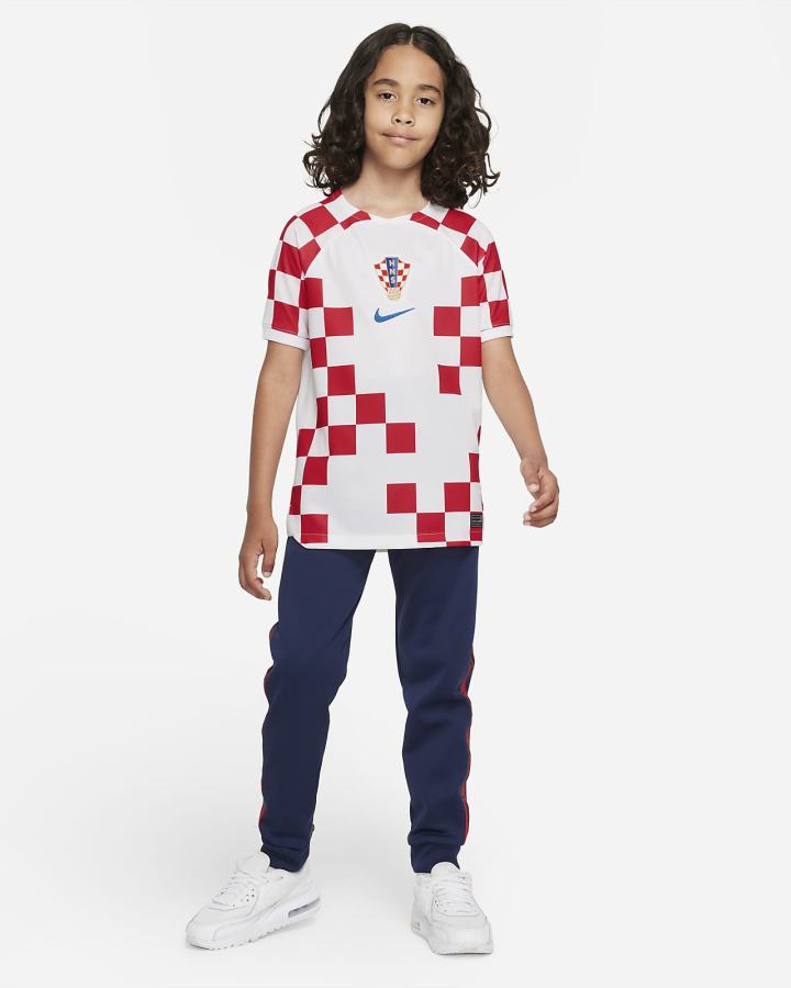 Jersey Nike Croatia 2022/23 Stadium Home Kids Dri-FIT Soccer Niño Blancas Azules | VTPQF-0326