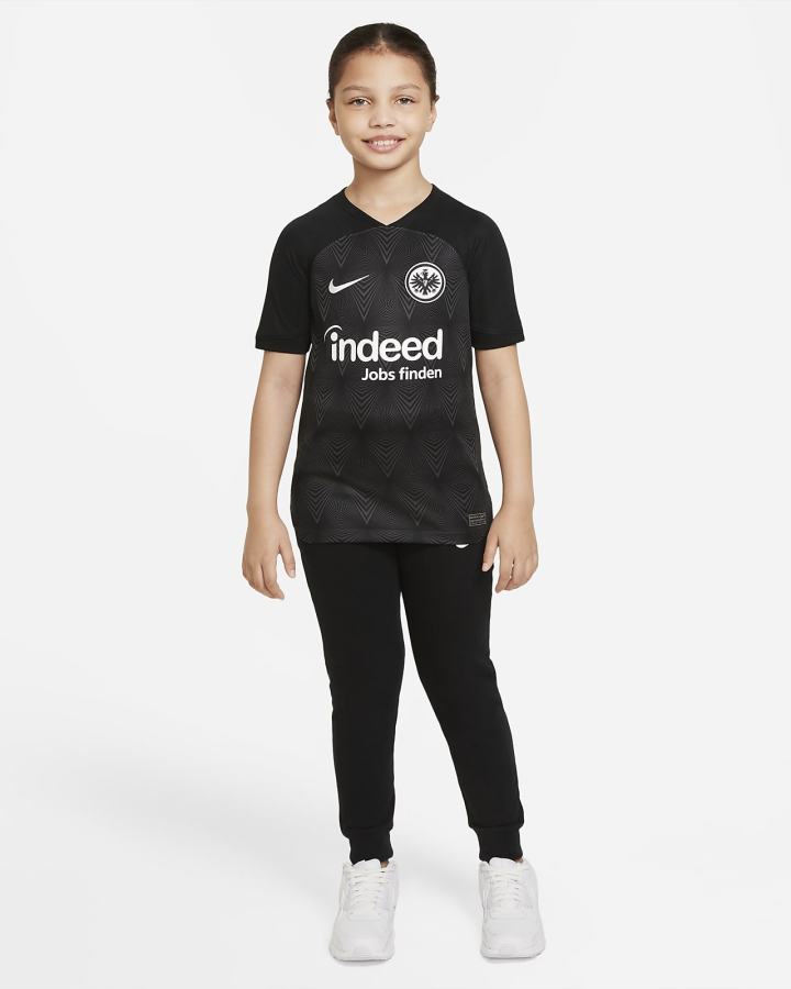 Jersey Nike Eintracht Frankfurt 2022/23 Stadium Away Kids Dri-FIT Soccer Niño Negras Gris Oscuro Blancas | THMWZ-5382