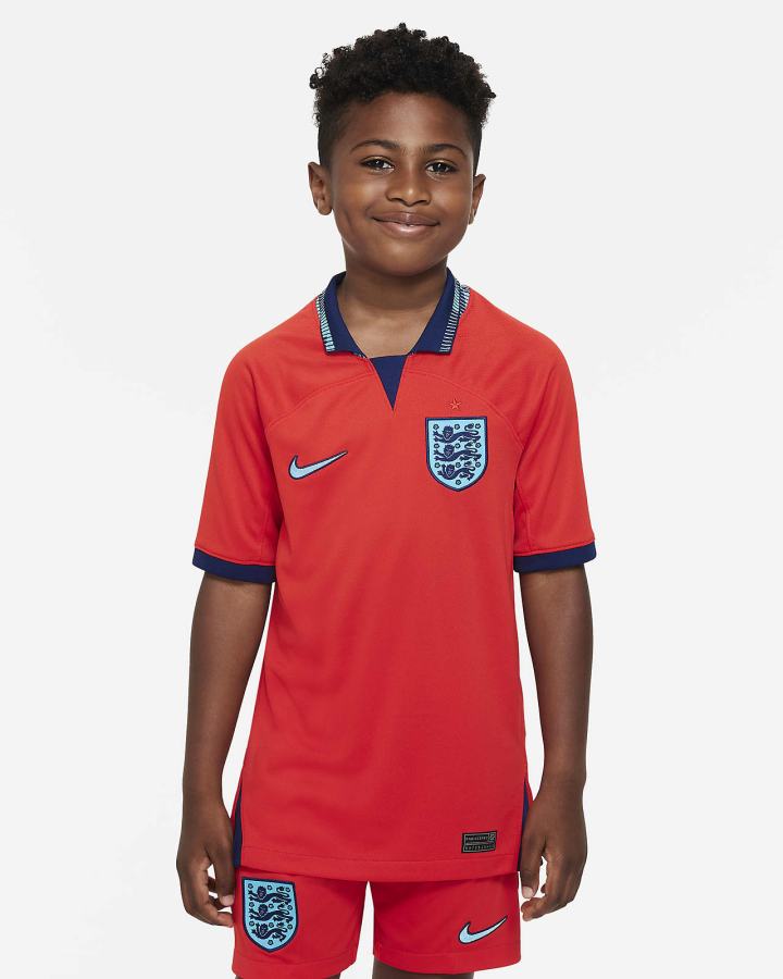 Jersey Nike England 2022/23 Stadium Away Kids Dri-FIT Soccer Niño Rojas Azules | HIOPC-2917