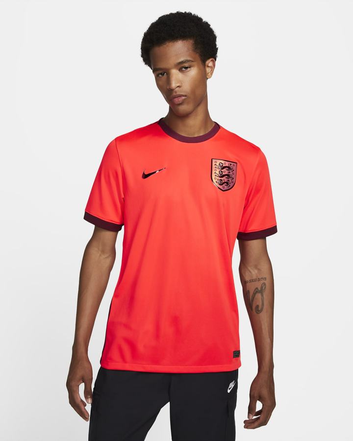Jersey Nike England 2022 Stadium Away Dri-FIT Soccer Hombre Rojas Claro Burdeos Oscuro | FGWLE-8079