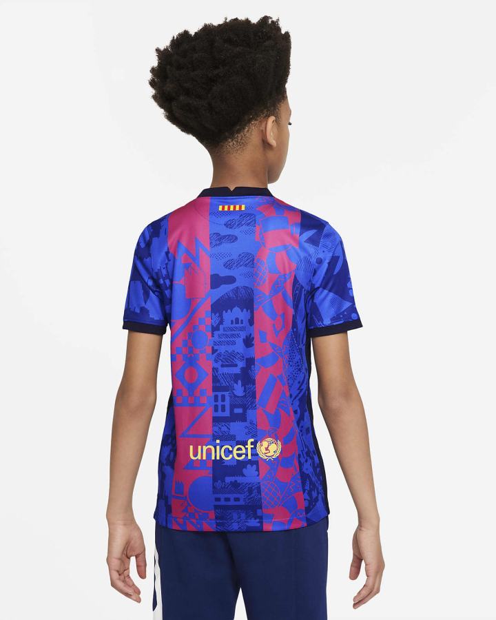Jersey Nike FC Barcelona 2021/22 Stadium Third Kids Dri-FIT Soccer Niño Azul Real | GJNWH-3517