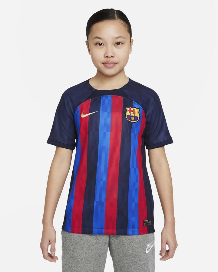 Jersey Nike FC Barcelona 2022/23 Stadium Home Kids Dri-FIT Soccer Niño Obsidian | PJRNL-3150