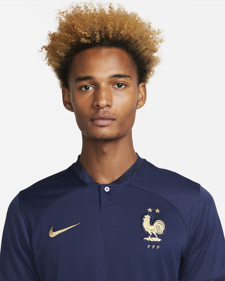 Jersey Nike FFF 2022/23 Stadium Home Dri-FIT Soccer Hombre Azul Marino Metal Doradas | XSAFU-7962